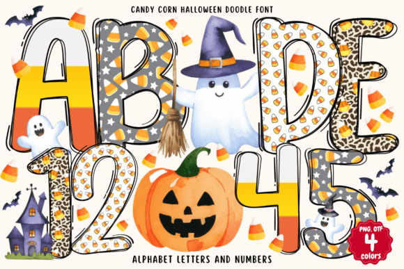 Infuse Festive Whimsy with Candy Corn Halloween Doodle Font